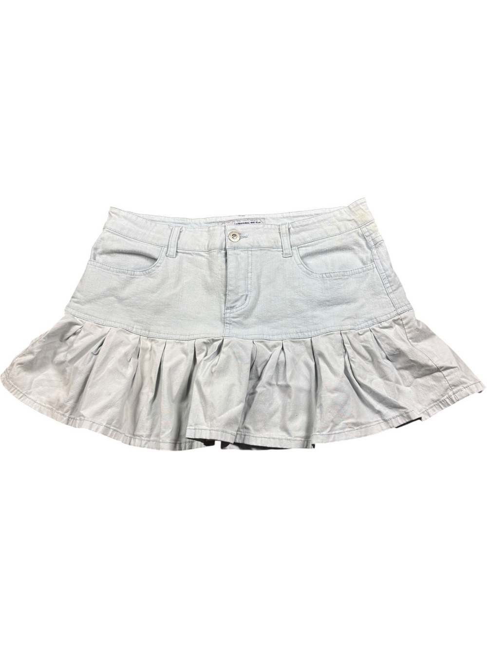 Anchor Blue Y2K Low Rise Pleated Ruffle Mini Skirt